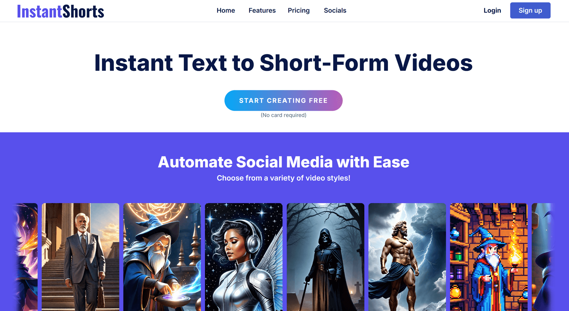 InstantShorts AI platform